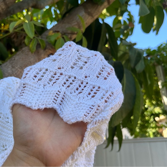 Vintage White Stag Crochet Cardigan with Tie in White ✨ - Picture 6 of 11